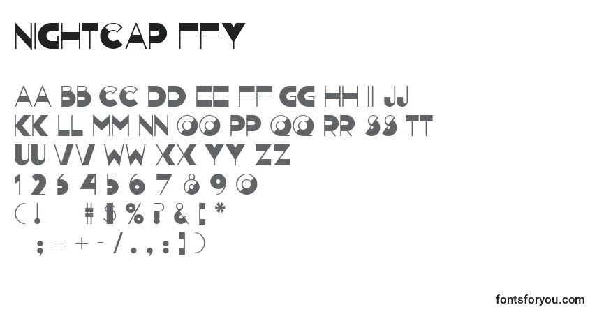 Czcionka Nightcap ffy – alfabet, cyfry, specjalne znaki
