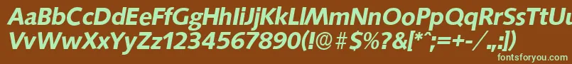 フォントSaxonyserialBolditalic – 緑色の文字が茶色の背景にあります。