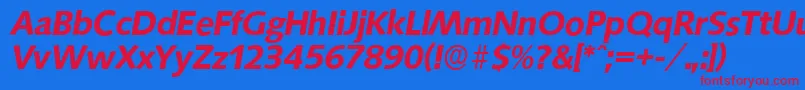 SaxonyserialBolditalic Font – Red Fonts on Blue Background