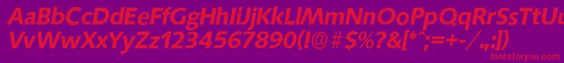 SaxonyserialBolditalic Font – Red Fonts on Purple Background