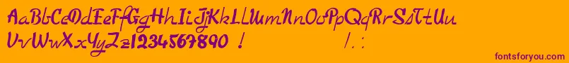 TooGoodToBeTrue-Schriftart – Violette Schriften auf orangefarbenem Hintergrund