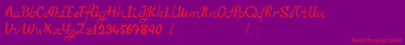 TooGoodToBeTrue-Schriftart – Rote Schriften auf violettem Hintergrund