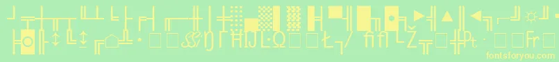 MicroPiTwoSsiNormal-Schriftart – Gelbe Schriften auf grünem Hintergrund