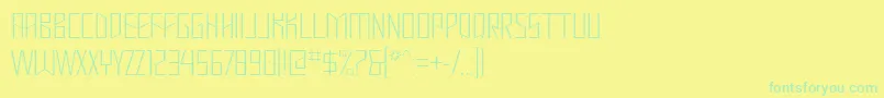 フォントMastodonHairline – 黄色い背景に緑の文字