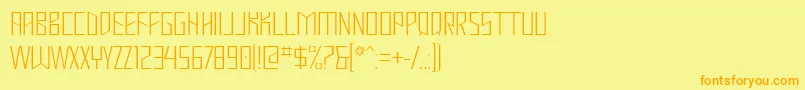 フォントMastodonHairline – オレンジの文字が黄色の背景にあります。