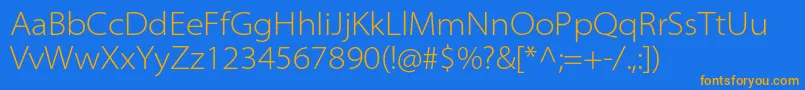 フォントMyriadproLightsemiext – オレンジ色の文字が青い背景にあります。