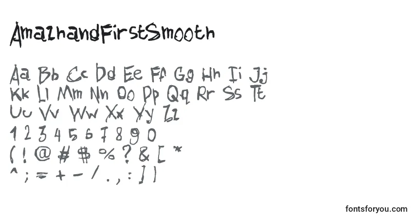 A fonte AmazhandFirstSmooth – alfabeto, números, caracteres especiais