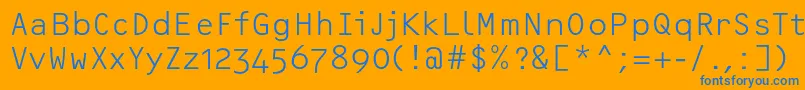 OcrfLightosfc-Schriftart – Blaue Schriften auf orangefarbenem Hintergrund