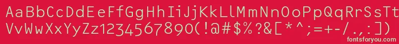 Czcionka OcrfLightosfc – zielone czcionki na czerwonym tle