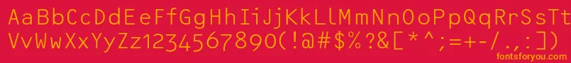 フォントOcrfLightosfc – 赤い背景にオレンジの文字