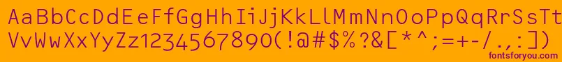 OcrfLightosfc-Schriftart – Violette Schriften auf orangefarbenem Hintergrund