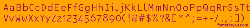 フォントOcrfLightosfc – オレンジの背景に紫のフォント