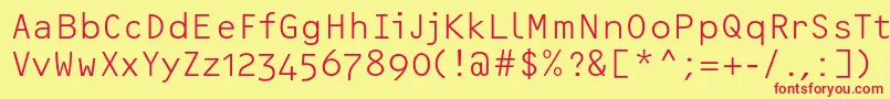 Czcionka OcrfLightosfc – czerwone czcionki na żółtym tle