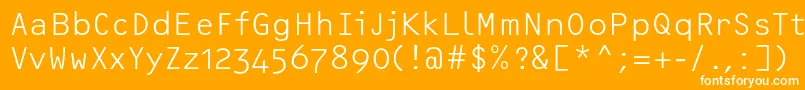 OcrfLightosfc-Schriftart – Weiße Schriften auf orangefarbenem Hintergrund