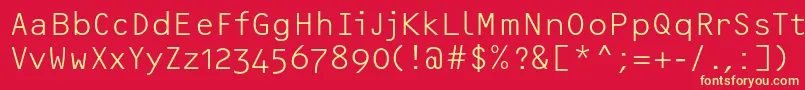 Czcionka OcrfLightosfc – żółte czcionki na czerwonym tle