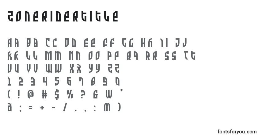Czcionka Zoneridertitle – alfabet, cyfry, specjalne znaki