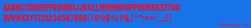 Machineitcdee Font – Red Fonts on Blue Background