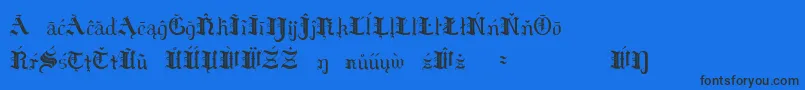 Hildae-Schriftart – Schwarze Schriften auf blauem Hintergrund