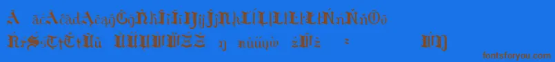 Hildae-Schriftart – Braune Schriften auf blauem Hintergrund