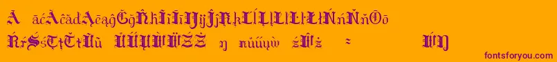 Hildae-fontti – violetit fontit oranssilla taustalla