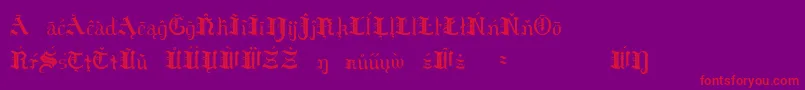 Hildae-Schriftart – Rote Schriften auf violettem Hintergrund