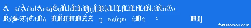 Hildae-Schriftart – Weiße Schriften auf blauem Hintergrund