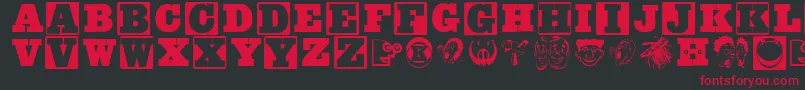 Fonte Axelswoodtypesmk – fontes vermelhas em um fundo preto