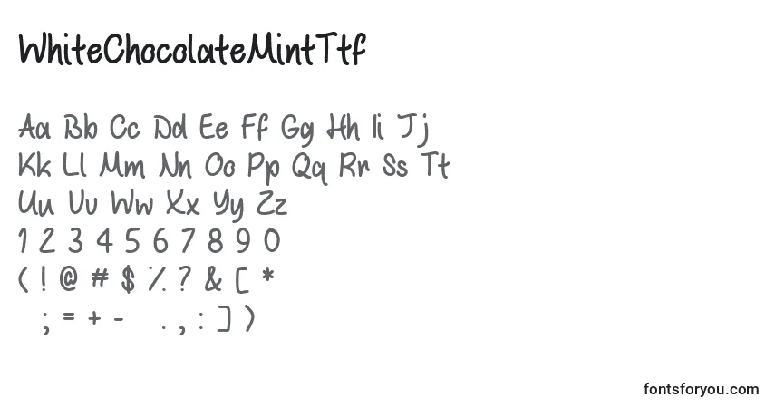 Шрифт WhiteChocolateMintTtf – алфавит, цифры, специальные символы
