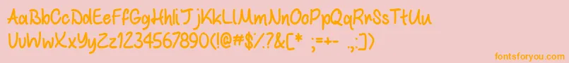 WhiteChocolateMintTtf-Schriftart – Orangefarbene Schriften auf rosa Hintergrund