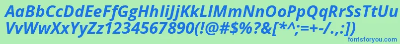 フォントOpensans Bolditalic – 青い文字は緑の背景です。