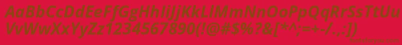 Opensans Bolditalic-fontti – ruskeat fontit punaisella taustalla