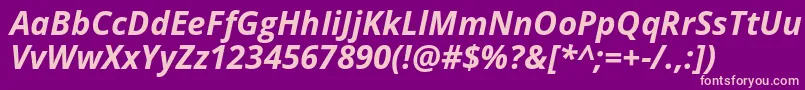Opensans Bolditalic-fontti – vaaleanpunaiset fontit violetilla taustalla