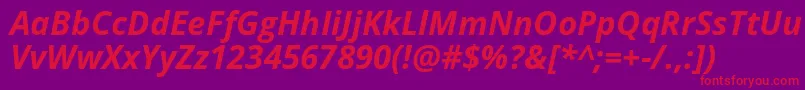フォントOpensans Bolditalic – 紫の背景に赤い文字