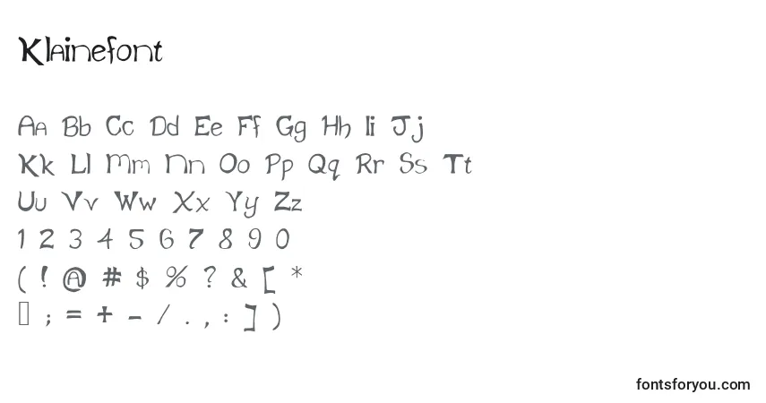 Klainefont-fontti – aakkoset, numerot, erikoismerkit