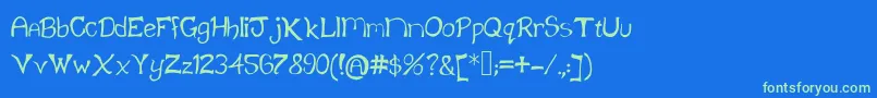 フォントKlainefont – 青い背景に緑のフォント