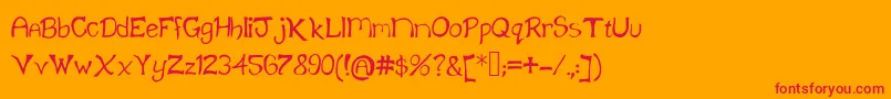 Klainefont-Schriftart – Rote Schriften auf orangefarbenem Hintergrund