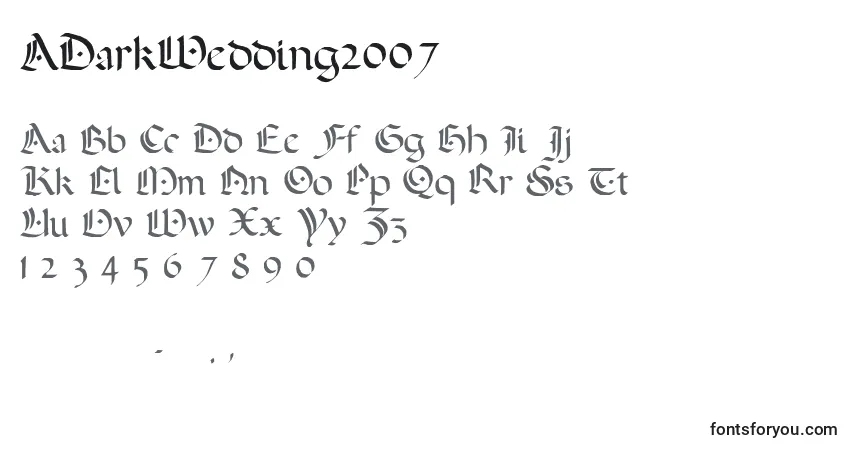 Czcionka ADarkWedding2007 – alfabet, cyfry, specjalne znaki