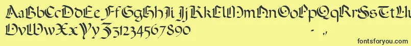 ADarkWedding2007-fontti – mustat fontit keltaisella taustalla