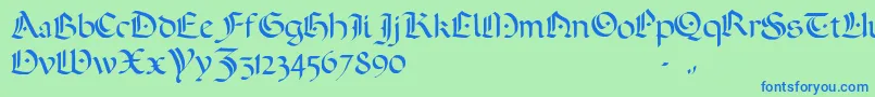 ADarkWedding2007-fontti – siniset fontit vihreällä taustalla