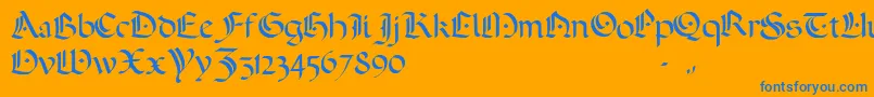 Czcionka ADarkWedding2007 – niebieskie czcionki na pomarańczowym tle