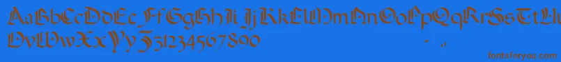 フォントADarkWedding2007 – 茶色の文字が青い背景にあります。