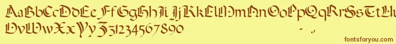 ADarkWedding2007-fontti – ruskeat fontit keltaisella taustalla