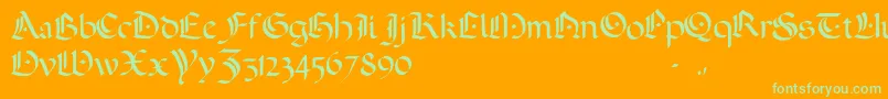 Шрифт ADarkWedding2007 – зелёные шрифты на оранжевом фоне