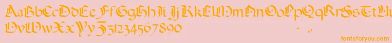 Czcionka ADarkWedding2007 – pomarańczowe czcionki na różowym tle