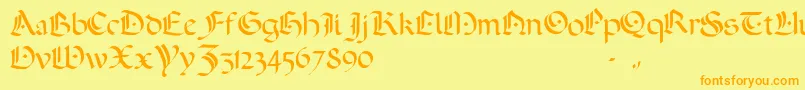 ADarkWedding2007-fontti – oranssit fontit keltaisella taustalla
