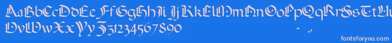 フォントADarkWedding2007 – ピンクの文字、青い背景