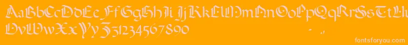 フォントADarkWedding2007 – オレンジの背景にピンクのフォント