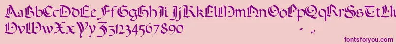 ADarkWedding2007-fontti – violetit fontit vaaleanpunaisella taustalla