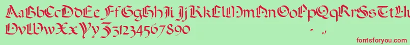 Czcionka ADarkWedding2007 – czerwone czcionki na zielonym tle