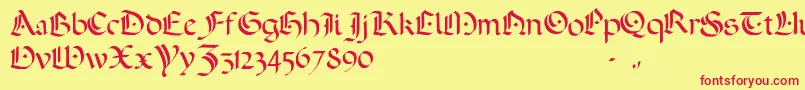 ADarkWedding2007 Font – Red Fonts on Yellow Background